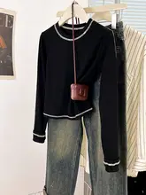 ブラックボックスシルエット長袖Tシャツ【デザイン性・ショート丈・女性用】