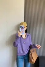 Vネック翻領ニットセーター【秋冬用・極上の柔らかさ・ゆったりデザイン】