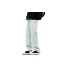 MITEYOU ユニセックス デザイン加工 ラフフィットデニムパンツ【ストレート・ハイウエスト・ウォッシュ加工】