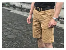 柴米デザインのヴィンテージバermudaショートパンツ【中  高腰・チノ工装・男性用・ゆったりとした五分丈】（セットアップ対応）