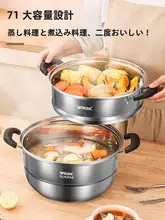 ステンレス製厚手鍋【蓋付き・両手取っ手・家庭用・IH・ガスコンロ対応】