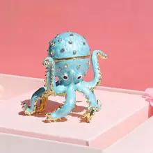海洋モチーフのオクトパスジュエリーボックス【クリスタルエナメル・リング収納用】