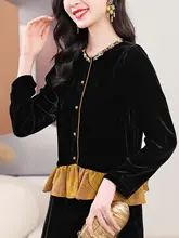 シルクベルベットカーディガン【秋冬用・ピンク・フリル袖・レトロデザイン】