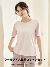 夏用ブラ付きクルーネックTシャツ【短袖・ウェア・極上の柔らかさ】