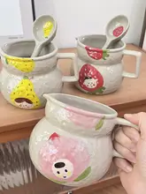 韓国風 手作りの陶器製可愛い水差し【釉下彩・高級感溢れるデザイン】