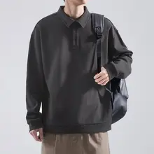 春秋用 ポロシャツ【長袖・ゆったりフィット・重厚感ある素材】