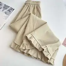 ハイウエスト ワイドパンツ【ヴィンテージ風・コーデュロイ・フリル裾】