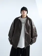 復古デザインの水洗い加工フライトジャケット【スタンドカラー・オーバーサイズ】