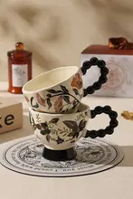 フレンチヴィンテージ陶器マグカップ【高脚・女性用・朝食用・コーヒーカップ】