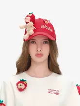 草苺・パイナップル・リンゴのクマのぬいぐるみ付きキャップ【コラボデザイン】（セットアップ対応）