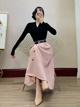 流行の美しい小香風スカートとトップスのセットアップ【ピンク・秋用】（セットアップ対応）
