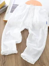 薄手コットンガーゼの男児用休闲パンツ【通気性・防蚊機能付き・九分丈】