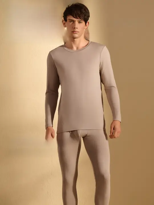 マンニーフェン メンズ 丸首長袖パジャマセット【抗菌・暖かい・秋冬用】