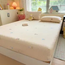 花柄二重ガーゼベッドカバー【単色・滑り止め機能付き・マットレス保護用】（セットアップ対応）