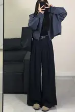 ウエストゴム セミワイドパンツ【ブラック・フィット・高級感】
