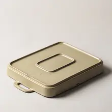 和風デザインの陶器製二つ耳付き焼き皿【長方形・レトロ・シンプル】