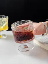 ステムグラス エンボス加工 ヴィンテージ おしゃれ インスタ映え 家庭用 ジュース コーヒーカップ ドリンクグラス