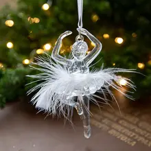 クリスマス用アイスクリスタルペンダント【透明アクリル・天使デザイン・軽やかな装飾】