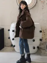 大きいサイズ レディース コーヒー色 厚手保温コットンジャケット【デザイン感ある ストライプ切替・立ち襟・ボンバージャケット】