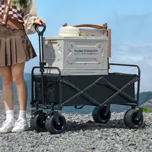折りたたみ式アウトドアキャンピングカー【オフロード・自在に動くキャスター付き・移動販売用・ピクニック用】