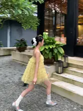 DULA プリンセス風 曇り空のレースキャミソールケーキスカート【ビーチリゾート・ふわふわ・ショートドレス】