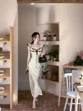 ドット柄フリル付きノースリーブワンピース【花柄・ウエストマーク・アフタヌーンティー向け】