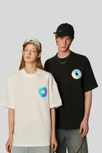 極上の柔らかさの純綿短袖Tシャツ【光ディスク装飾・男女兼用・ゆったりシルエット】