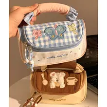 かわいい手提げイラストペンケース【大容量・女子向け文房具・日本式】（セットアップ対応）