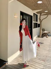 セクシーなキャミソールワンピース【大きいサイズ・ニットカーディガン付き・春用】（セットアップ対応）