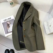 ノルウェーグリーン ヴィンテージウールジャケット【カジュアルデザイン・女性用・シングルブレスト】