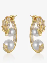 ドラゴンモチーフの中国風イヤリング【高級感・純銀製・パール風デザイン】