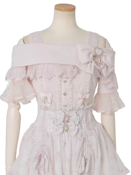 ニット レディース 量産型 甘め 蝶結び 肩出し ダブルストラップ ロリータ 「2008Lolita」