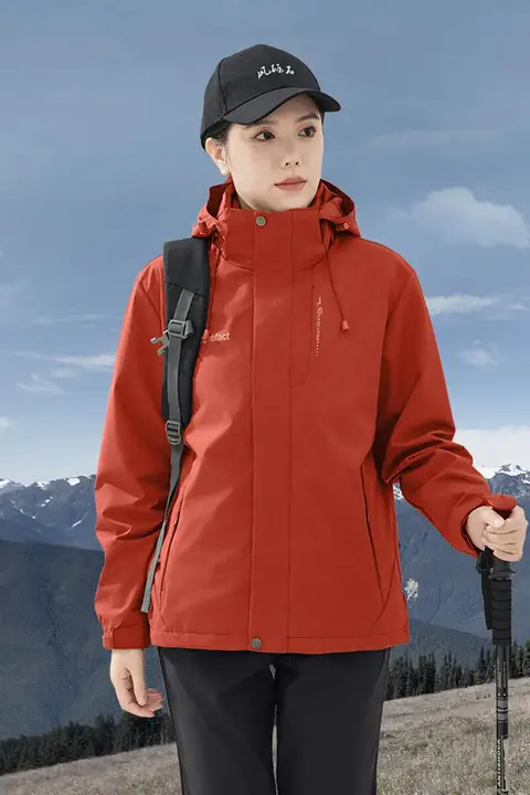 朱雀色の防風三合一登山ジャケット【秋冬用・加厚・フリースライニング】（セットアップ対応）