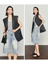 デニムハーフパンツ【レトロスタイル・女性用・チクチクしない】