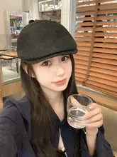 レトロデザインのデニムキャップ【ベレー帽風・おしゃれなペインターキャップ】