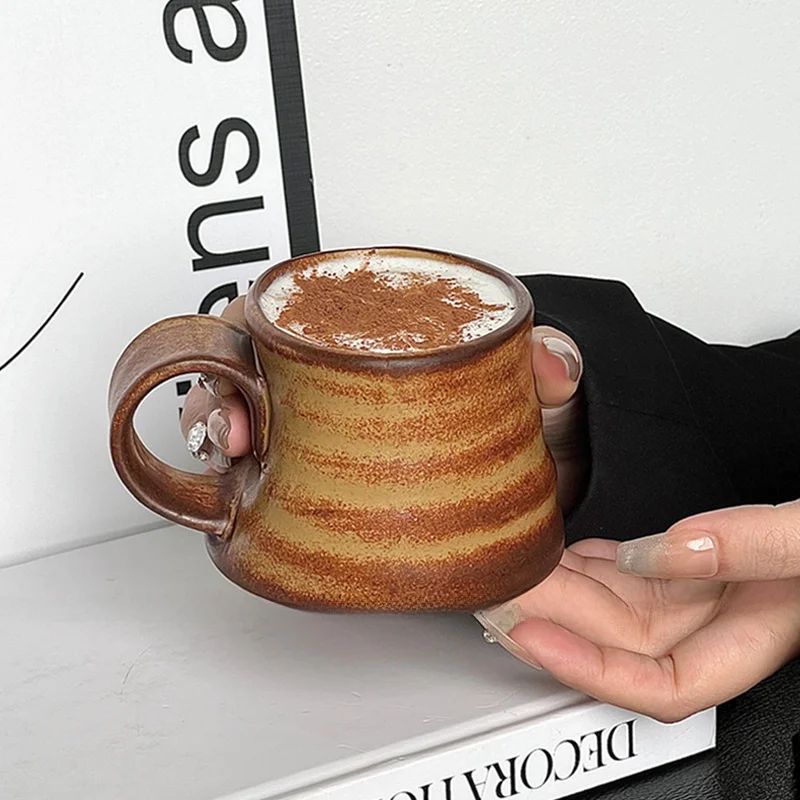 レトロな粗陶の変釉セラミックマグカップ：オリジナル小ロットで選ぶデザインと使い方