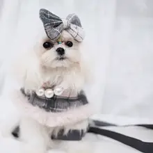 チェック柄ペットケープセット【フード付き・犬用・猫用・リード付き】