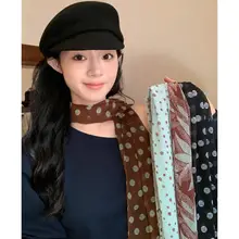 ブラウンドット柄スカーフ【長条デザイン・女性用・多用途】