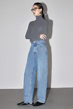 因由 ホワイトストレートデニムパンツ【春用・タックデザイン・フィット・ワイドレッグ】