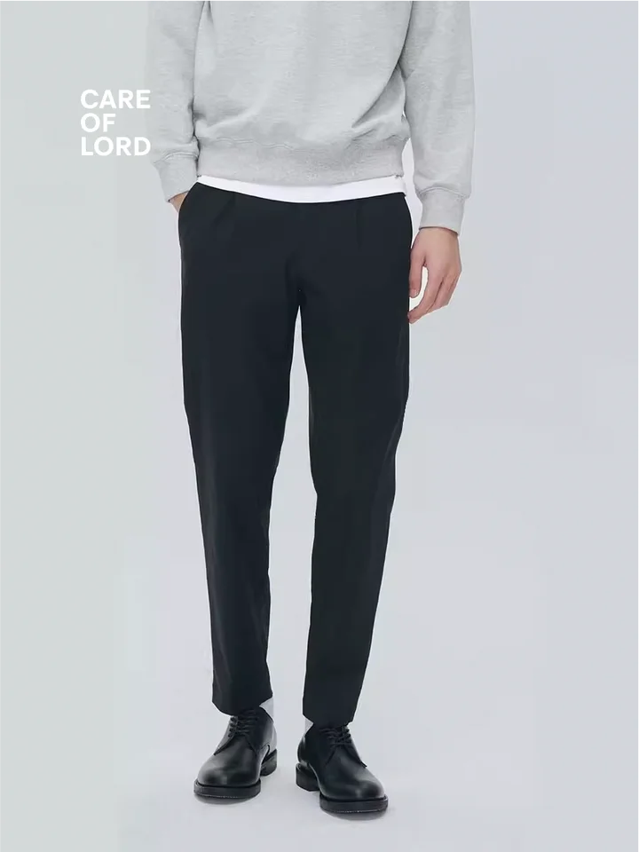 CAREOFLORD メンズ秋冬用ストレッチウエストカジュアルパンツ【防水・シワ防止・センタープリーツ】