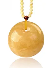天然ロシア産百花蜜の平安扣ネックレス【男女兼用・天然蜜蝋・琥珀デザイン】