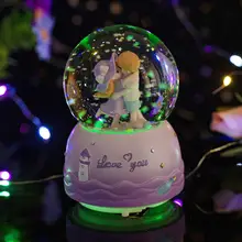 クリスタルボール カップル 女の子へのプレゼント 誕  生日ギフト ミュージックボックス 家庭用 デスクトップ装飾 クリエイティブ