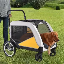 折りたたみ式大型ペットキャリーカート【大型犬・屋外用・便利なハンドル付き】
