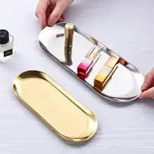 北欧デザイン ステンレス製楕円プレート【金色・寿司・デザート盛り付け用】