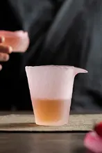 クリスタルガラス製 日本風 ティーサーバー【高級感あるハンマーテクスチャ・ピンクカラー】