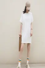 殳十 オリジナルデザイン Tシャツワンピース【コットン・ゆったり・ラウンドネック・ショートスリーブ・大きいサイズ】
