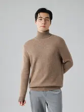 極上の柔らかさのカシミヤニットセーター【メンズ・折り返し高めのネック・厚手】