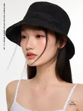調節可能なストリング付き雲デザインのフィッシャーマンハット【ブラック＆ホワイト・春夏用・UVカット】