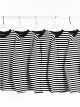 黒白ストライプのアメリカンスタイル・クルーネック長袖Tシャツ【極上の柔らかさ・ユニセックス・フィット】