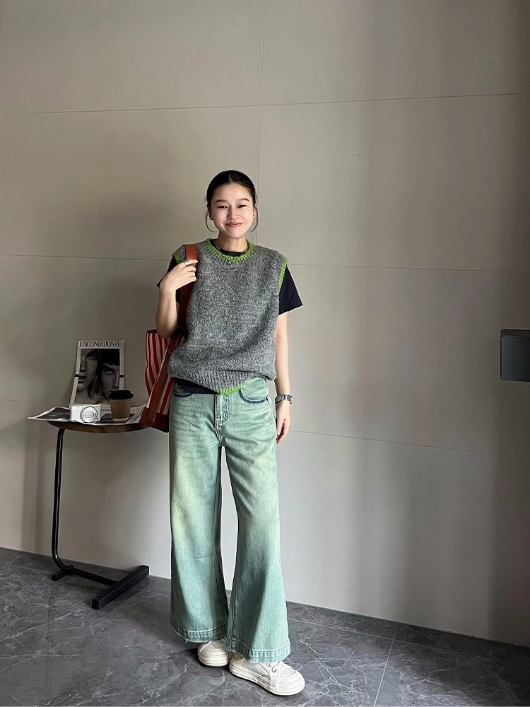デニム コーデの基本ルールと春のスタイル｜ミントブルーハイウエストワイドレッグの実際の使い方